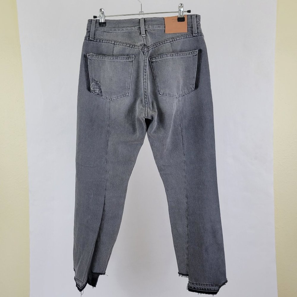 Frame Denim Nouveau Le Mix High Rise Cropped Raw Hem Ash Grey Distressed - Picture 8 of 16